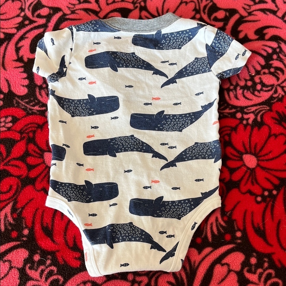 Carter's Blue Whale Print Bodysuit EUC - Picture 4 of 4